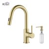 Kibi Circular Single Handle Pull Down Kitchen & Bar Sink Faucet with Soap Dispenser C-KKF2011BG-KSD100BG